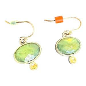 Green and Gold Oval Earrings